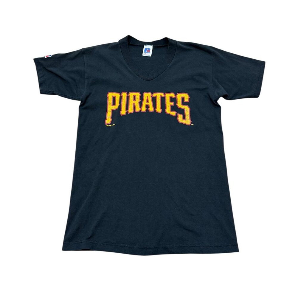 Vintage 1997 Russell Athletic Pittsburgh Pirates Youth T-Shirt Black Made in USA